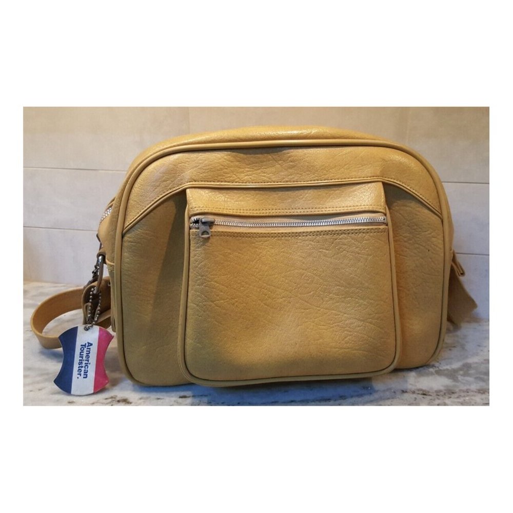 Vintage American Tourister Overnight Carry On Tote Shoulder Bag Yellow 1970s
